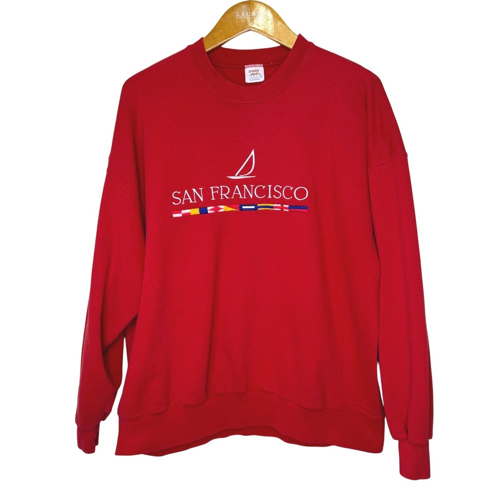 Vintage Crazy Shirts San Francisco Embroidered Crew Neck Sweatshirt XL Red